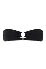 2026 Sexy Black Bikini Set Women‘s Bandeau Swimsuit with Metal Ring, Low Waist Brazilian Bottom Beach Vacation Two Piece
