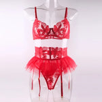 Toucheart 3 Piece Set Lingerie Garter Sets Lingerie For Woman Sexy Mini Skirt See-Through Embroidered Bra Erotic Underwear New