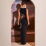 Snake Print Cut Out Slim Long Dress Women Fashion Sexy Package Hip Bodycon Slit Sleeveless Dresses Club Party Vestidos 2025 New