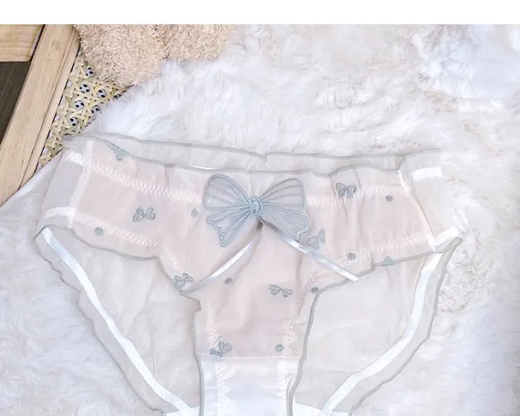 Japanese MOMOKO Butterfly Lingerie Set Wireless Bralette Sweet Pure Style Push Up Gathering Support for Small Chest No Underwire