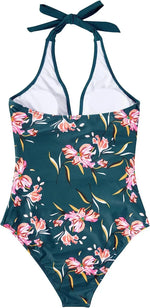 S - XXL Wrinkled Halter V Neck One Piece Swimsuit Women Swimwear Female Monokini Backless Bathing Suit Swim Beachwear Bodysuit