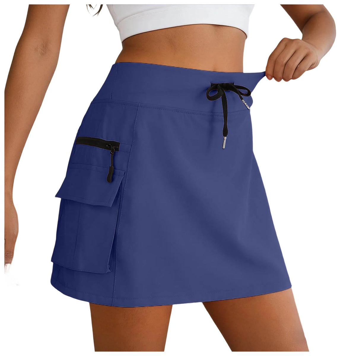Women Cargo Skirts Drawstring Waist Quick Drying Mini Skirt With Pockets Hiking Golf Sports Tennis Skirt With Built In Shorts