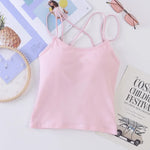 Women Tank Crop Tops Female Crop Top Seamless Backless Summer Cropped Camis Removable Pads Lingerie Girls Camisole