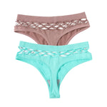 2Pcs/Set Seamless Thongs Panties Women High Rise Underwear Sexy Lingerie Bottoms Female Underpants Hollow G-String Pantys M-L