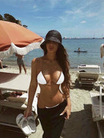 DEKA Triangle Beach Style Lace-up Swimsuit Women Sexy Halter Swimwear Solid Thong Female Bikini Set Bathing Suit Bikini Mujer