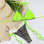 Pink Leopard Print Swimwear String Halter Triangle Bikini Set Micro Thong Sexy Swimsuit Women 2026 Bating Suit Bikinis De Mujer