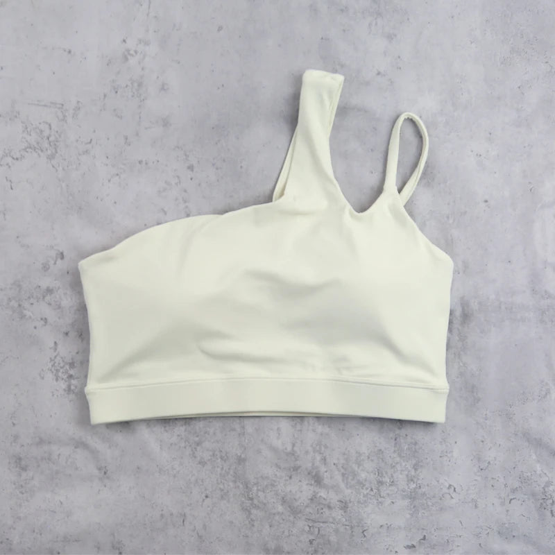 DIA FIT JOY Yoga Sports Bra Single Shoulder Irregular Strap Naked feel Sensation Beautiful Back Design Comfortable Breathable