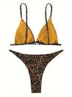 High Cut Micro Bikini Women Brown Leopard Bandage Push Up Bra Swimsuit Sexy Bathing Suit Padded Thong Swimwear Biquini 2026
