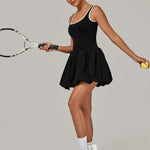 Tennis Dress for Women with Built in Shorts Womens Athletic Dresses Sleeveless Boat Neck Active Workout Skort Dress