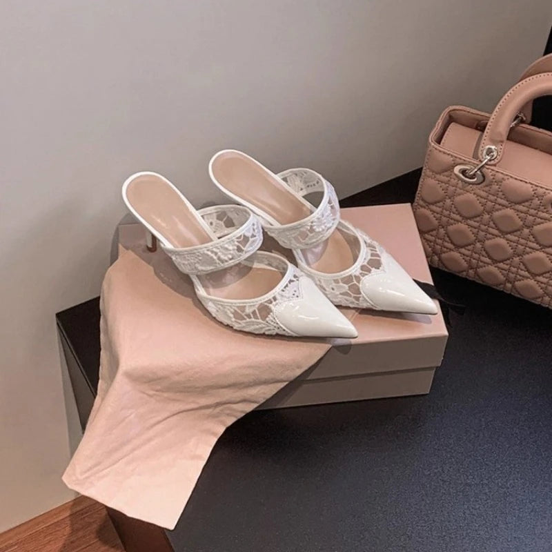 Women Solid Color High Heels Summer Pointed Toe Non-slip SandalsFashion Sexy Comfortable Outside Shoes