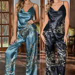 New women's sleepwear with exquisite printed home clothes vest and pants showcase romantic charm suitable for various occasions