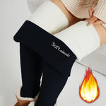 Winter Ultra Thick Imitation Lamb Cashmere Artificial Velvet Leggings Women Plush Thickened High Waisted Long Warm Pants