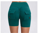 Women's Peach Lifting Yoga Shorts - High Waisted Stretchy Workout Shorts with Button Quick-Dry Tummy Control for Running Fitness