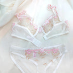 Pure Wind Ultra-thin Lace Underwear Women's Big Chest Small with Underwire Sexy Retraction Breast Support Breathable Bra Set ABC