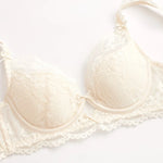 New Women Lace Flowers Embroidery Lingerie Set Sexy Hollow Thin Cup Push Up Bra Summer Comfort Underwear Adjustable Strap Bras