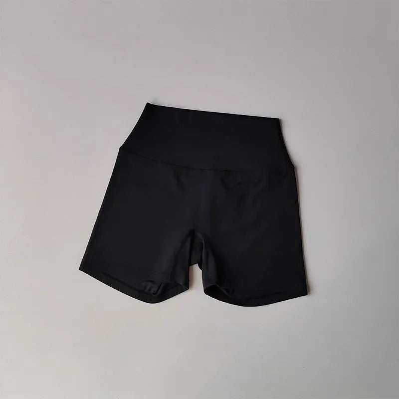 Women's High-Waist Quick-Drying Yoga Sports Shorts Nude Summer Fitness Running Training Three Quarter Length