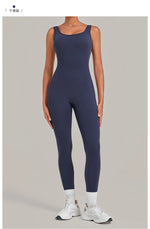 Summer Tight Yoga Jumpsuit Women Hollow Out Exposed Back Fitness Clothing Outwear Gym Running Workout Sports One Piece Suits