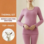 Wool Silk Thermal Underwear Set Double-sided Cashmere Long Velvet Fleece Plus Cashmere Thick Autumn Winter for Men Women Warm Un