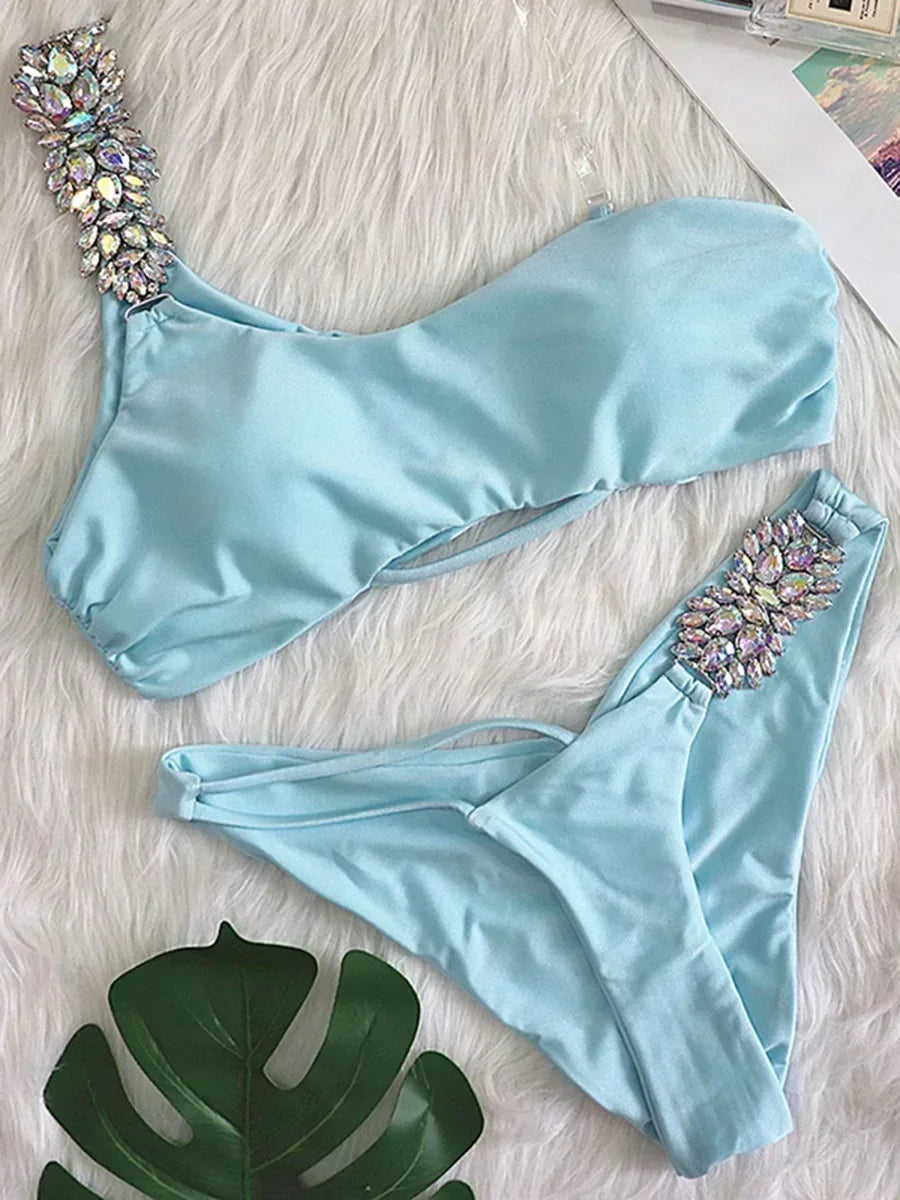 Halter Crystal Rhinestone Diamond Bikini 2026 Female Swimsuit Women Swimwear Two Pieces Bikini set Brazilian Bathing Suit Swim