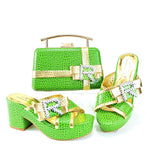Doershow Charming Shoes And Bag Matching Set With GOLD Hot Selling Women Italian Shoes And Bag Set For Party Wedding! HRT1-8