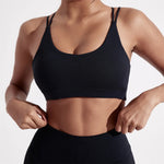 Solid Color High Strength Shockproof Women Fitness Sport Bra Top Soft Tight Cross-Training Jogging Yoga Underwear With Chest Pad