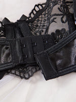 Lady Floral Embroidery Lingerie Set Women Sheer Bra and Brief Underwear Set Satin Sexy Intimates Underwear