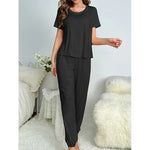 Women's Sleepwear Spring and Summer New Pajamas Women's Short-sleeved Trousers Set Classic Solid Color Casual Loungewear