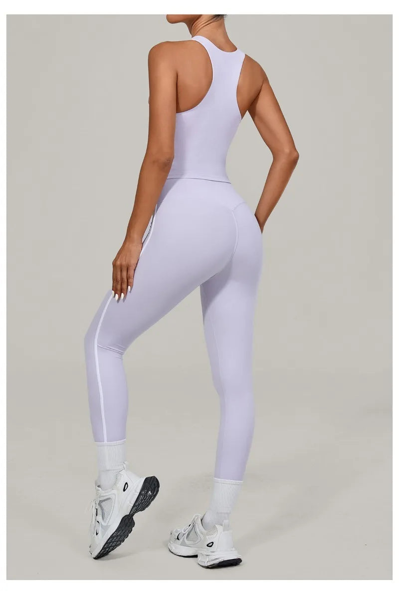 Women's Seamless Yoga Sets Sports Fitness Beauty Back Vest Hip-lifting Pants Slim-fit Suits Running Workout Gym Training Sets