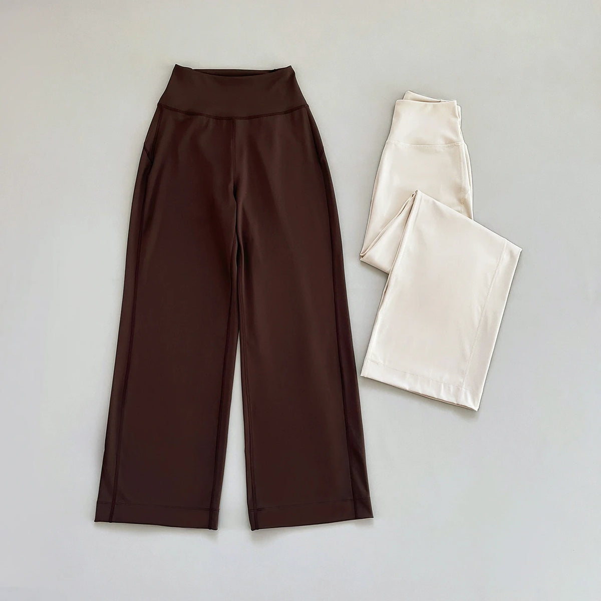 Autumn High Waisted Wide Leg Pants Sweat Absorbing Breathable Sports Fitness Leisure Yoga Pants Loose Floor Pants for Women