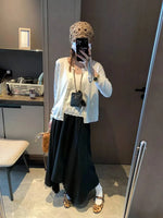 Spliced Lace Elastic High-waisted Slimming Skirt White Lace Trim Skirt Elastic Waist Casual Summer Style Skirt For Women 6S7Q
