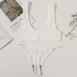 Women Seamless Bra And Panties Set U-Neck Push-Up Bra Brazilian Thongs Low-Waist T-Back Female Underwear Sexy Lingerie Set