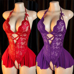 Transparent RedWomen Open Bodysuit Crotchless Sexy Temptation Adult Erotic Lingerie Teddy Body Suit Pajamas V-neck Hot Underwear