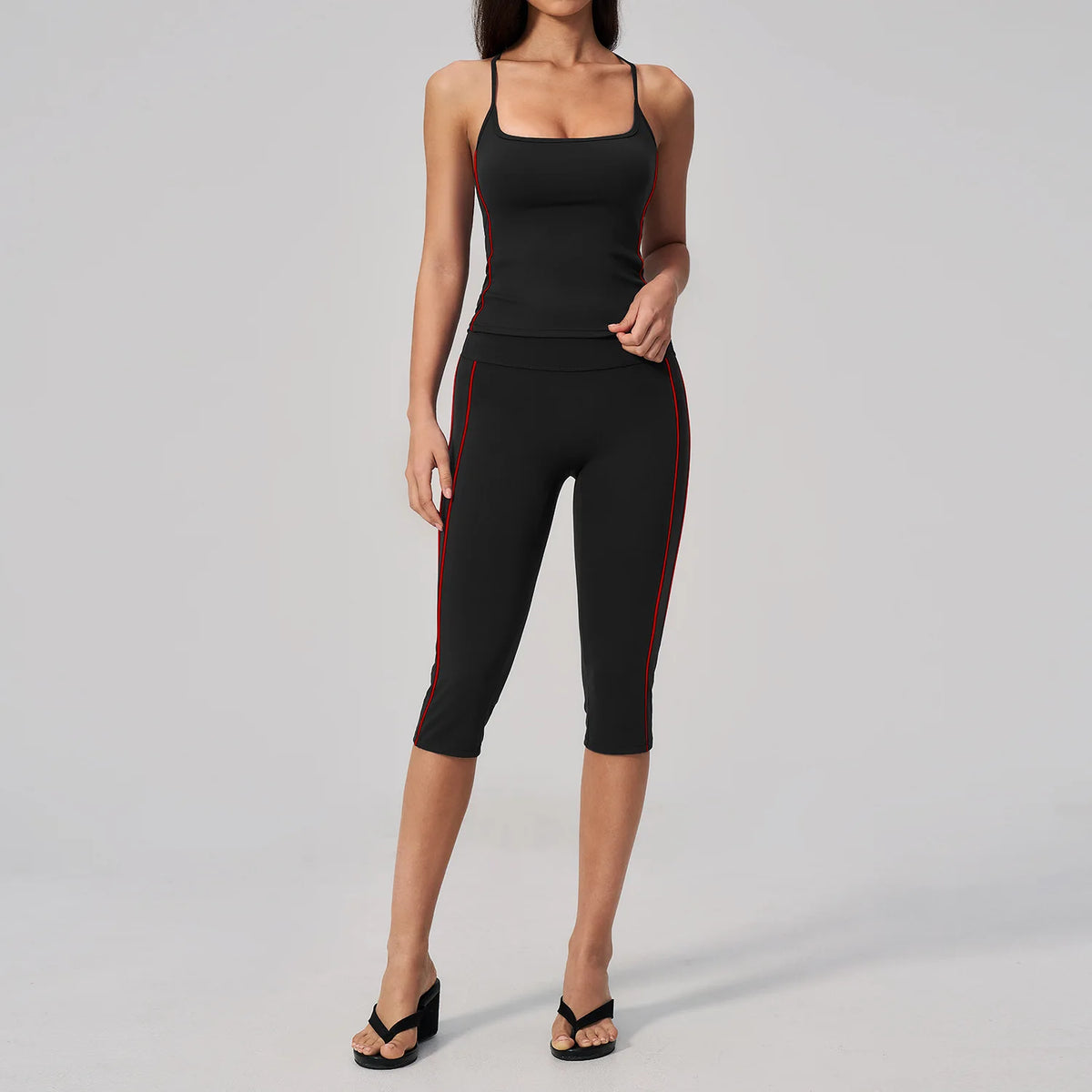 Women's 2 Piece Yoga Set Summer Brushed Color-Block Slim Sports Tank Top High Waist Pants Gym Running Fitness Suits Tracksuit