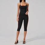 Women's 2 Piece Yoga Set Summer Brushed Color-Block Slim Sports Tank Top High Waist Pants Gym Running Fitness Suits Tracksuit