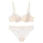 French Lace Women Underwear Sexy Hollow Thin Cup Push Up Bra Fashion Ladies Romantic Lingerie 4 Color Bras With Mesh Panties Set