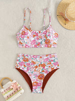 ZTVitality Sexy Floral Print Female Swimsuit Women Bikini 2025 Swimwear High Waist Bikinis Two Pieces Summer Beachwear Biquini