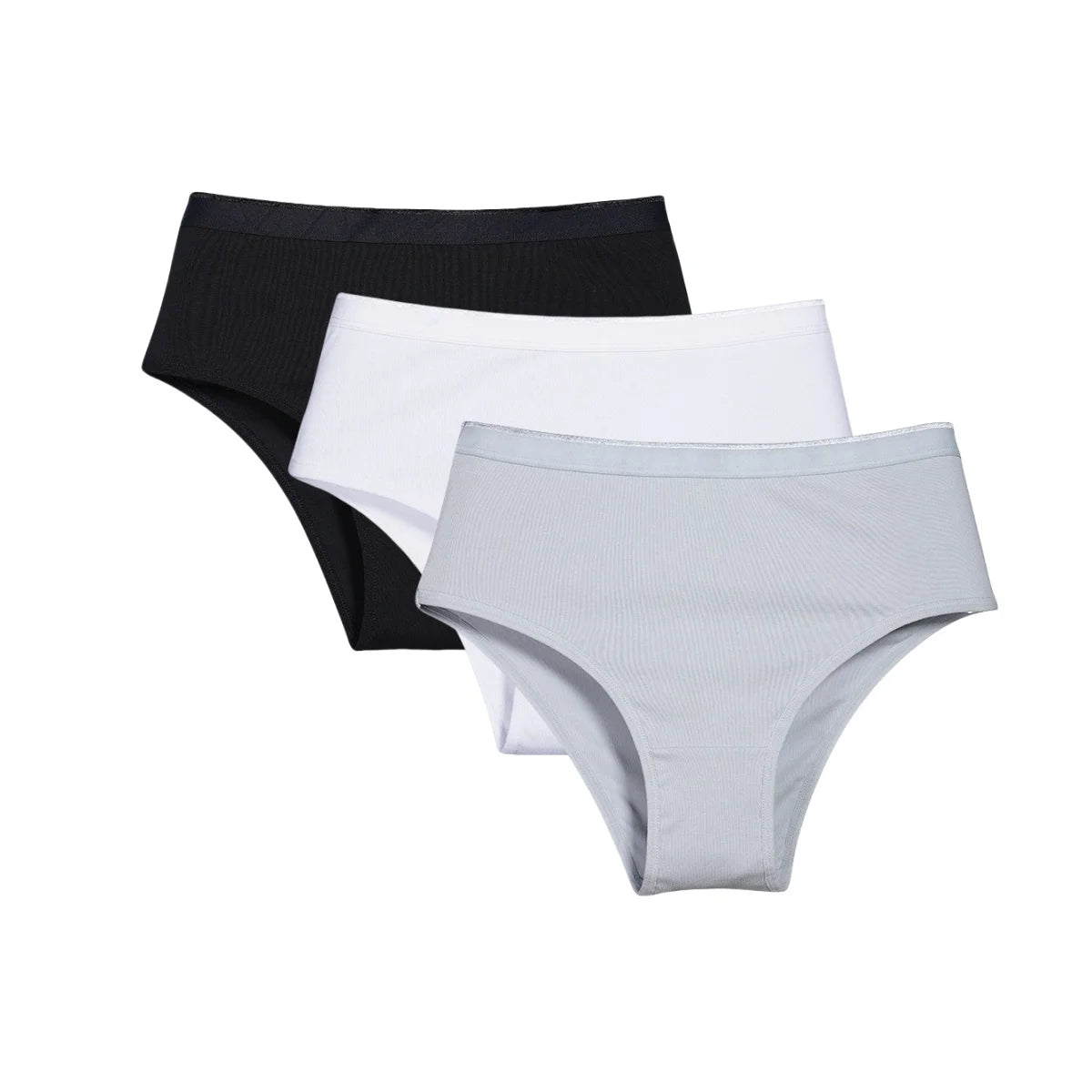 3Pcs/Set Women Cotton Panties High Waist Soft Stretch Briefs Female Underpants Solid Color Comfort Underwear Sexy Lingerie S-L