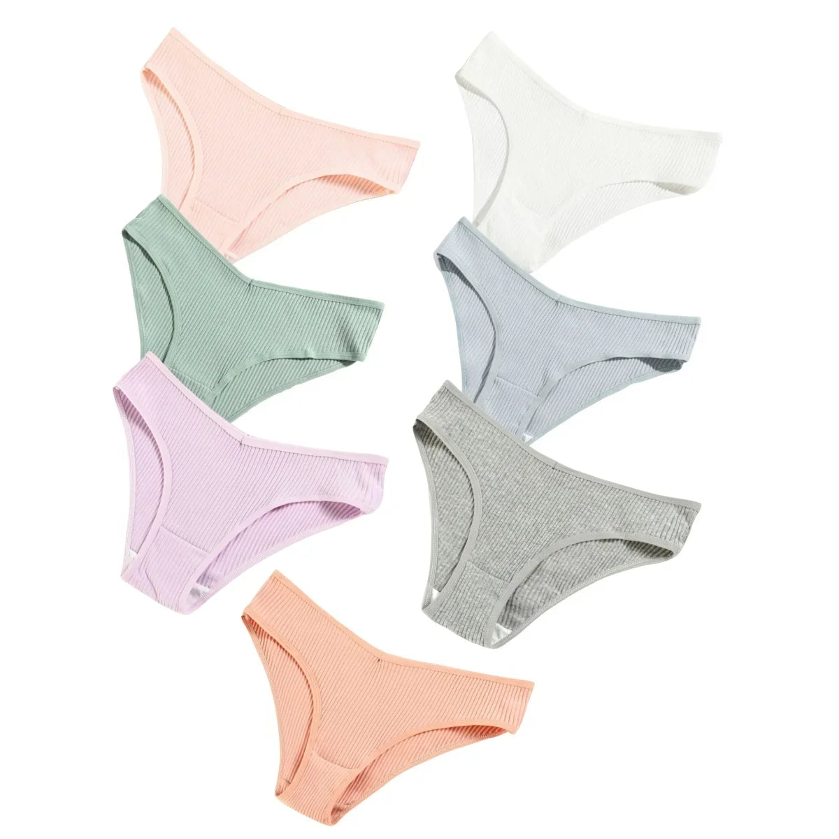 7Pcs/Set Cotton Panties Low Rize Panties For Women Breathable Underwear Female Underpants Sexy Lingerie V-waist Briefs M-2XL