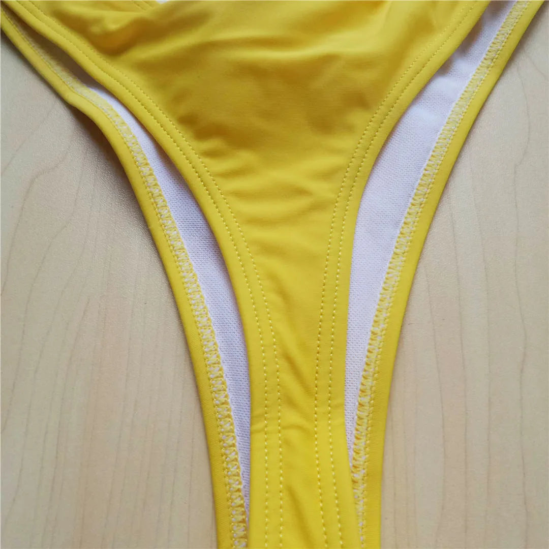 Sexy Black Tiny High Cut Leg Thong Bikini Female Swimsuit Women Swimwear Two-Pieces Bikini Set Bather Bathing Suit Swim V517C