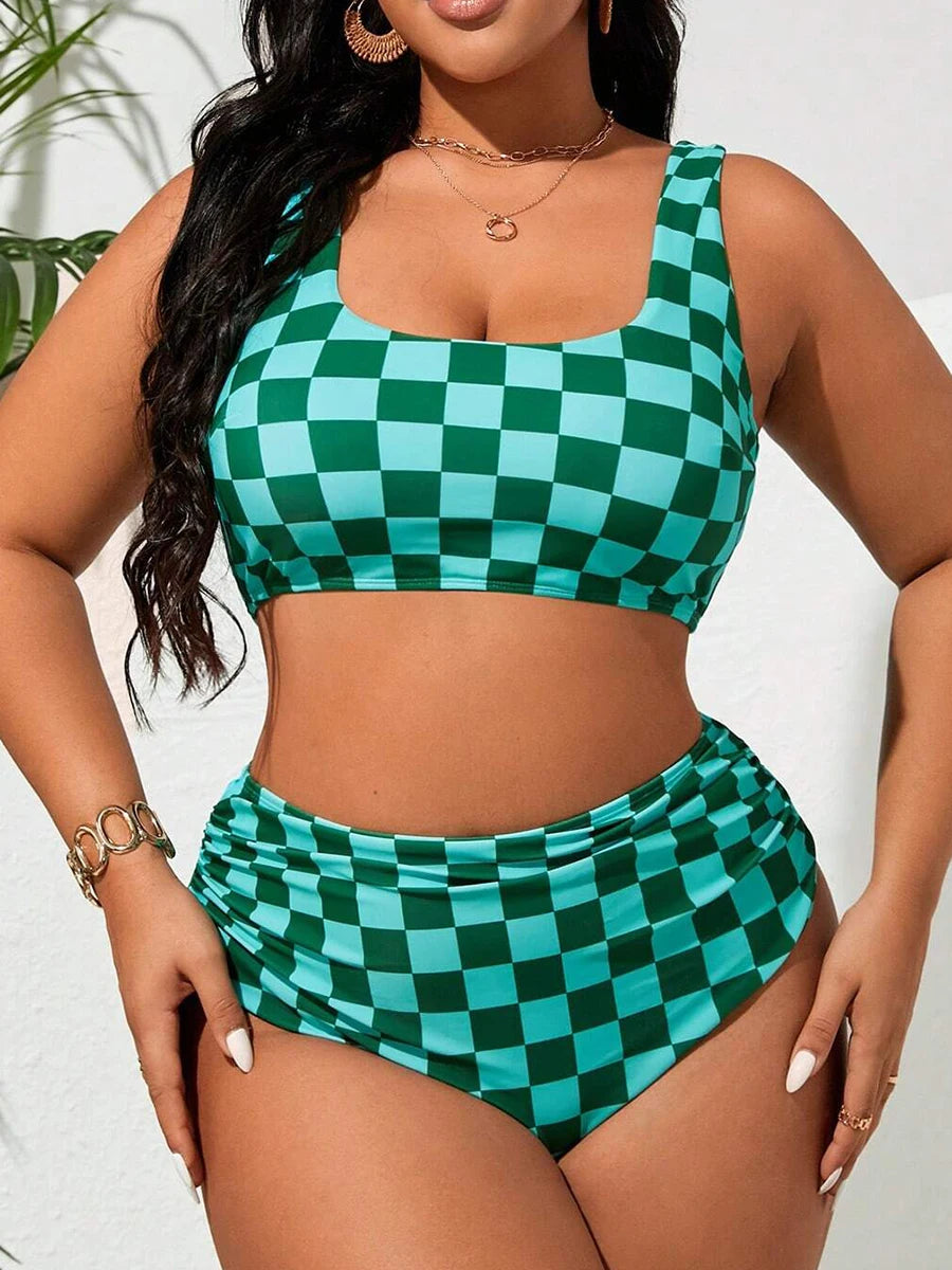 2026 Large Plus Big Size Swimsuit Women Sporty Bikinis High Waist Printed Swimwear Female Bathers Bathing Swimming Swim Suit 5XL