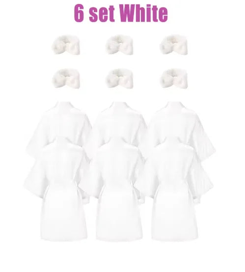 6-18Set Spa Party Robes for Girls Spa Gowns for Girls Spa Supplies Kimono Satin Robe Sleepover Pajamas Party Birthday Slumber