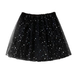 Womens Summer New Tulle Tutu Skirt Elastic Waist Silver Star Print Layered Mesh Mini Skirt Fluffy Carnival Party Dance Skirts