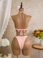 New Hollow Out Tankini Halter Bikini Female Swimsuit Women Swimwear Strappy Bather Bathing Suit Swim Two-pieces Bikini set K8076