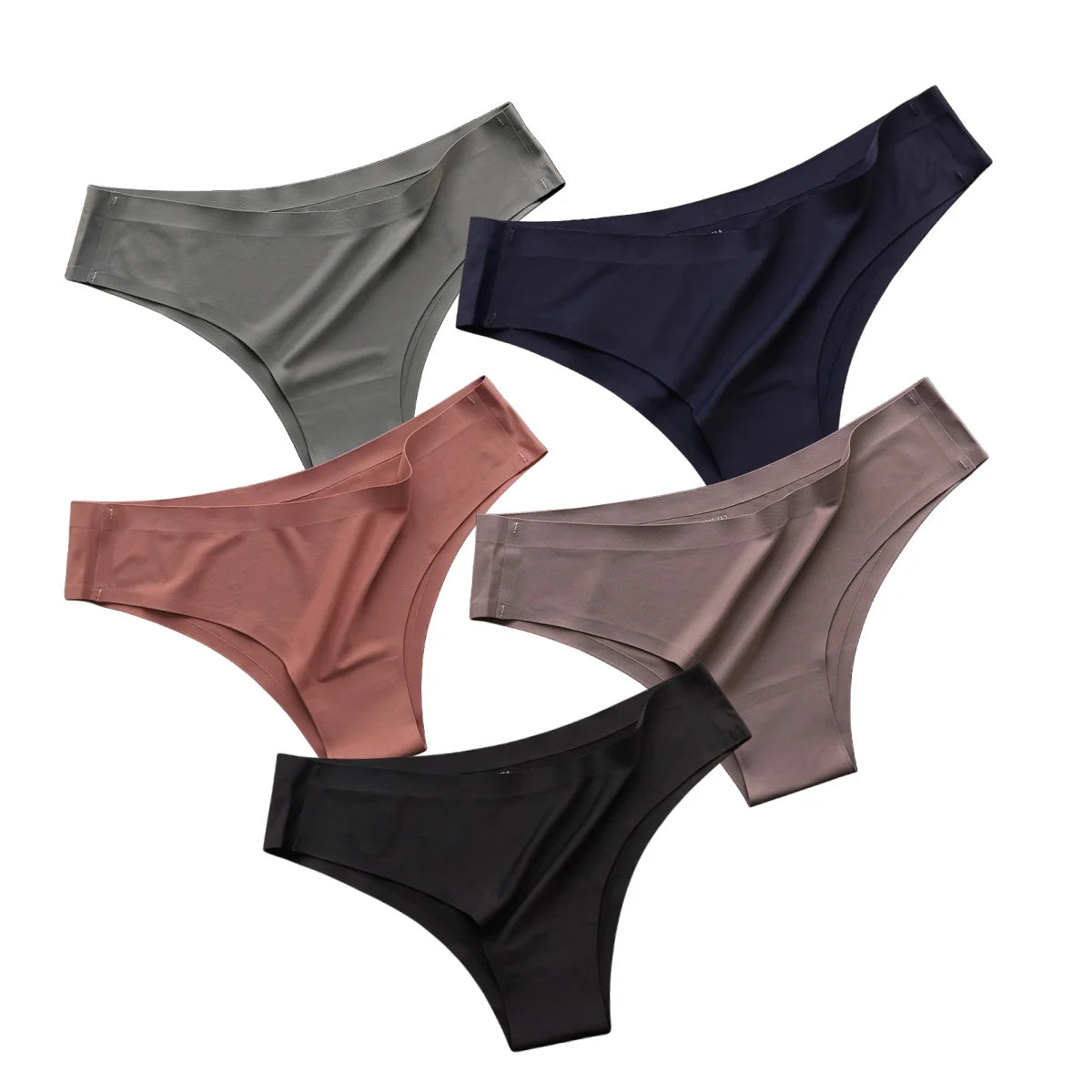 5PCS/Set Panties Women Seamless Underwear Low Rise Female Underpants Glossy Solid Color Briefs Comfort Invisible Underwear
