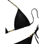 XS - L Halter Metal Bead Bikini Women Swimwear Female Swimsuit Two-Pieces Bikini Set High Leg Cut Bather Bathing Suit Swim V7618