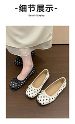 2026 New Polka Dot Women Ballet Flats Comfort Round Toe Shoes Street Style Soft Sole Ladies Eelgant Dress Slip on Loafers Shoes