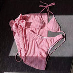 Three Piece Bikinis Sets 2026 String Halter Swimwear with Cover Up Sexy Swimsuit Women Beachwear Bathing Suit Black Mini Bikini