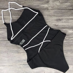Criss Cross Backless Women Swimwear One Piece Swimsuit Female Monokini High Cut Leg Bather Bathing Suit Swim Beach Wear Lady