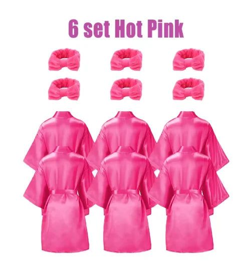 6-18Set Spa Party Robes for Girls Spa Gowns for Girls Spa Supplies Kimono Satin Robe Sleepover Pajamas Party Birthday Slumber