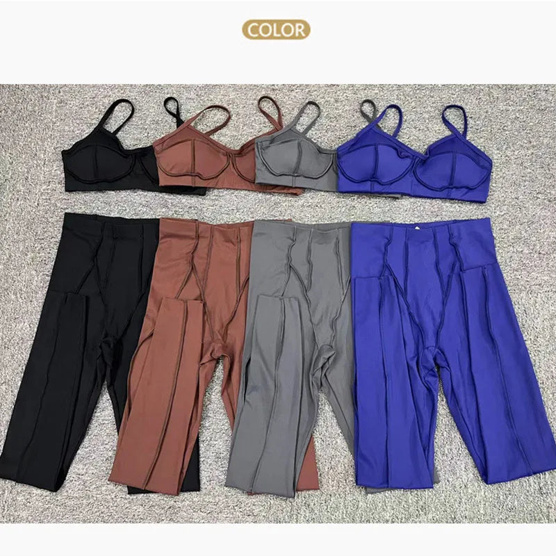 New Yoga Set Women Tracksuit Workout Legging Athletic Suit Gym Push Up Legging Fitness Bra Sports Wear Active Wear